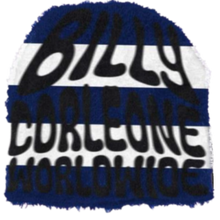 Load image into Gallery viewer, OG BILLY MOHAIR BEANIE (BLUE/WHITE)                                     (BLACK LETTERS)
